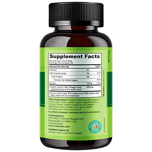 Naturelo Apple Cider Vinegar Gummies For Weight Management, Cert