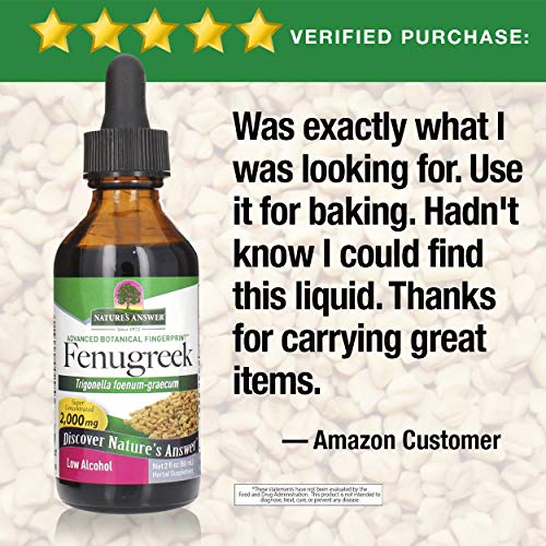 Natures Answer Fenugreek Seed Organic Alcohol 2 Oz