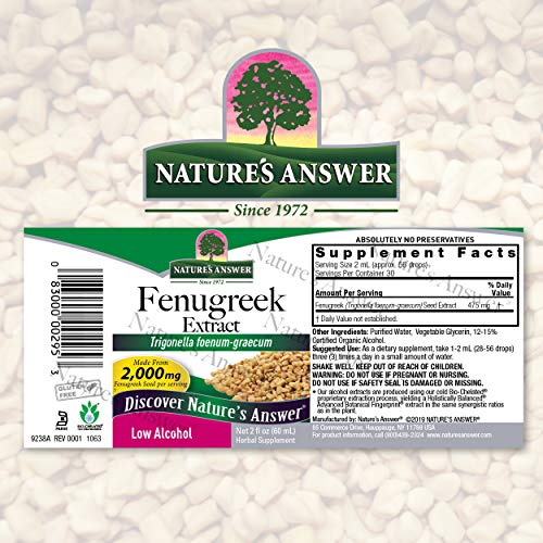 Natures Answer Fenugreek Seed Organic Alcohol 2 Oz