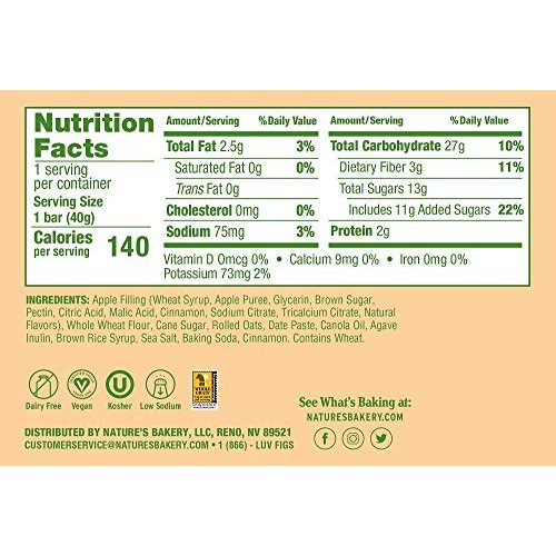 Natures Bakery Apple Oatmeal Crumble, Whole Grain Bar, Vegan, N