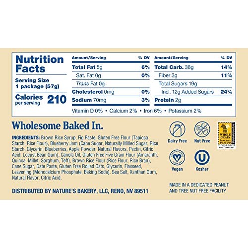 Nature’S Bakery Gluten Free Fig Bars, Blueberry, Real Fruit, Veg