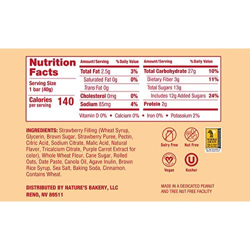 Nature’S Bakery Oatmeal Crumble Bars, Strawberry, Real Fruit, Ve