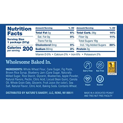 Nature’S Bakery Whole Wheat Fig Bars, Blueberry, Real Fruit, Veg