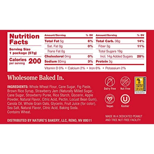 Nature’S Bakery Whole Wheat Fig Bars, Strawberry, Real Fruit, Ve