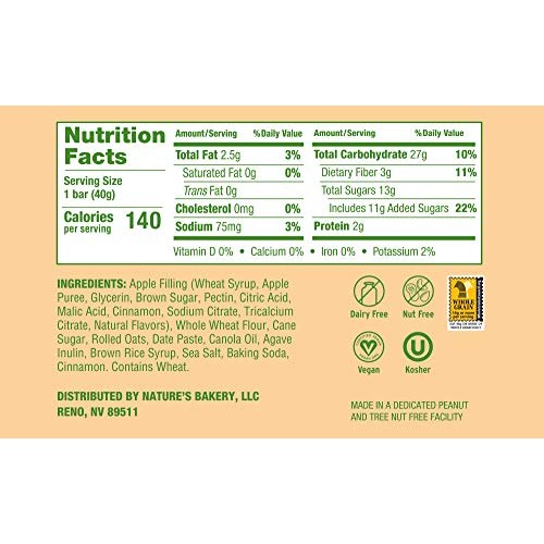 Natures Bakery Oatmeal Crumble Bars, Apple, Real Fruit, Vegan,