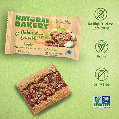 Natures Bakery Oatmeal Crumble Bars, Apple, Real Fruit, Vegan,