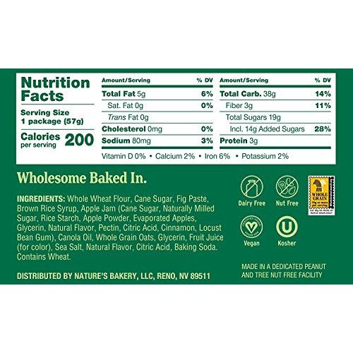 Natures Bakery Whole Wheat Fig Bars, Apple Cinnamon, 1- 6 Count