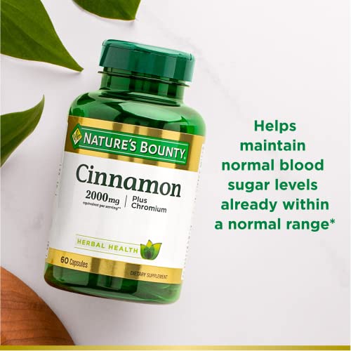Nature’s Bounty Cinnamon 2000mg Plus Chromium, Sugar Metabolism ...