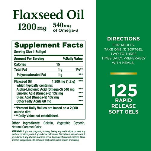 Natures Bounty Flaxseed And Omega 3, Dietary Supplement, Suppor