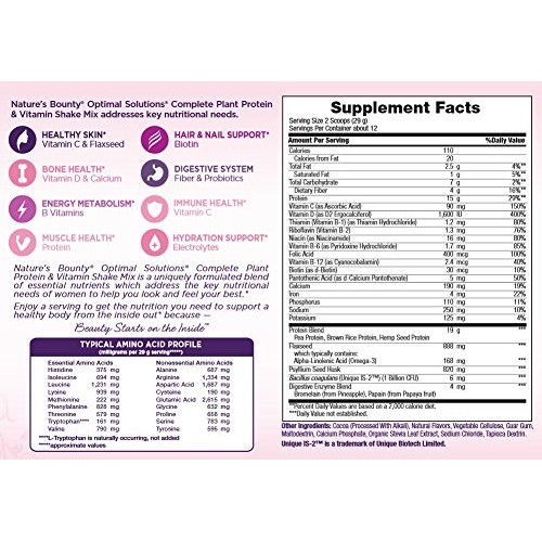 Natures Bounty Optimal Solutions Complete Plant Protein &Amp; Vita