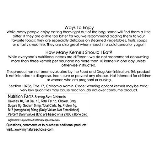 Bitter Apricot Kernels, 1 Pound, 750 Raw Apricot Seeds, 100% All