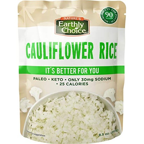 Natures Earthly Choice Riced Cauliflower, 8.5Oz Pouch, Pack Of 6