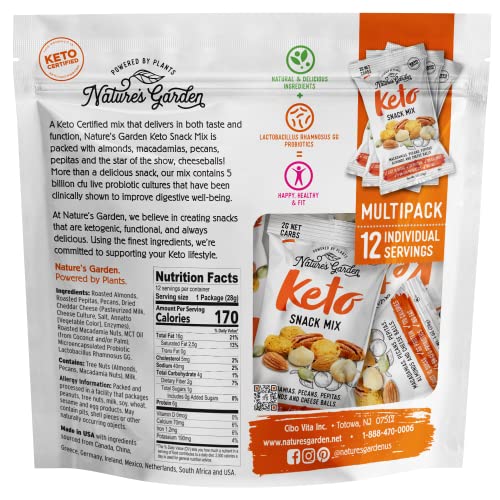 Nature’s Garden Keto Snack Mix - Probiotic Cheese Balls, Crunchy...