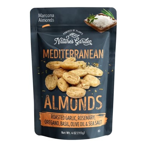 Natures Garden Mediterranean Almonds, 4 oz Pack of 6 - Roaste...