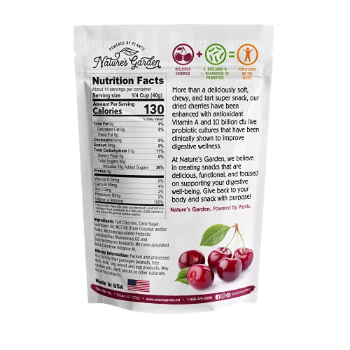 Natures Garden Probiotic Tart Cherries - Probiotic Dried Fruit ...