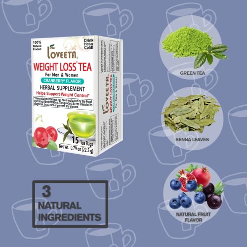 24 Pack Of Loveeta Wellness Weight Loss Tea Cranberry - 15 Tea B...