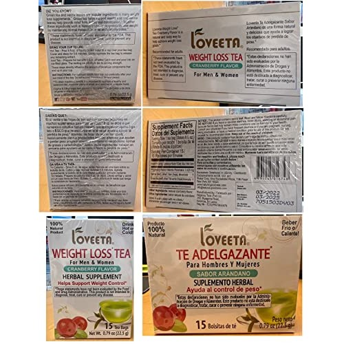 24 Pack Of Loveeta Wellness Weight Loss Tea Cranberry - 15 Tea B...