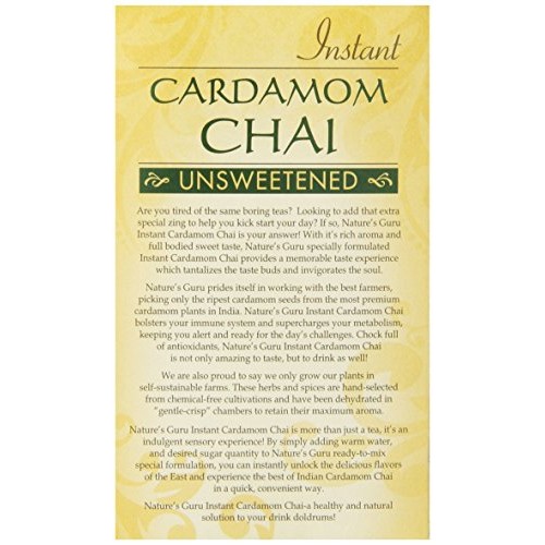 Natures Guru Instant Cardamom Chai Tea Drink Mix Unsweetened 10...