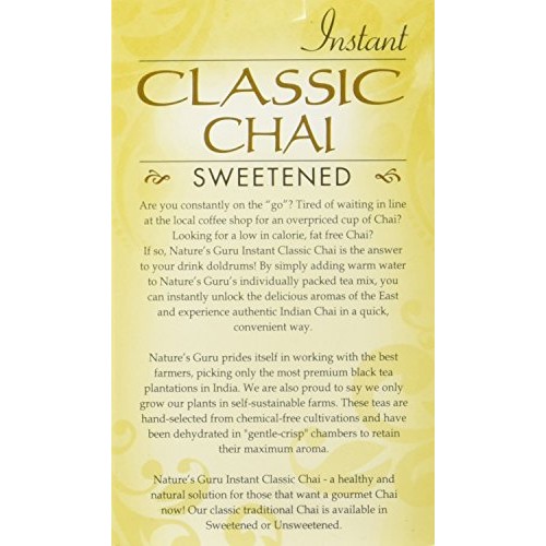 Natures Guru Instant Classic Chai Tea Drink Mix Sweetened 10 Co...