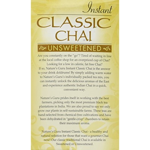 Natures Guru Instant Classic Chai Tea Drink Mix Unsweetened 10