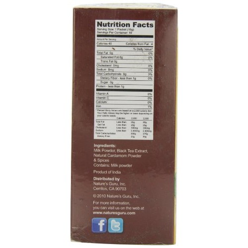 Natures Guru Instant Masala Spice Chai Tea Drink Mix Unsweetene