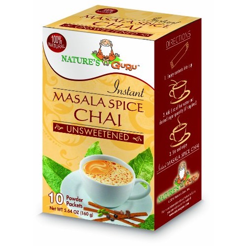 Natures Guru Instant Masala Spice Chai Tea Drink Mix Unsweetene