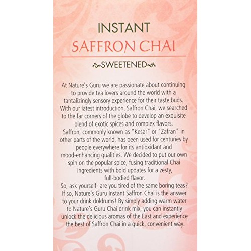 Natures Guru Instant Saffron Chai Tea Drink Mix Sweetened 10 Co