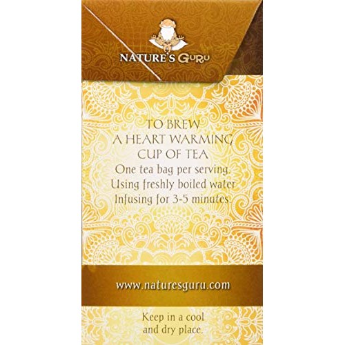 Natures Guru Organic Whole Leaf Black Tea Turmeric Ginger 25 Co...