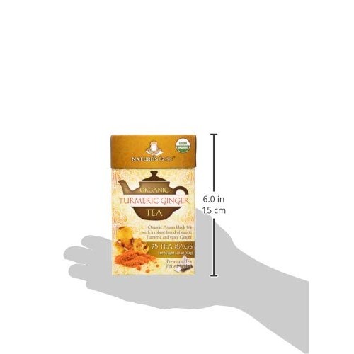 Natures Guru Organic Whole Leaf Black Tea Turmeric Ginger 25 Co...