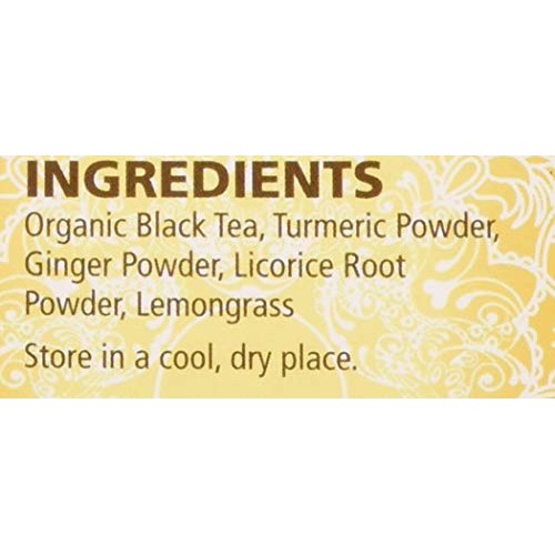 Natures Guru Organic Whole Leaf Black Tea Turmeric Ginger 25 Co...