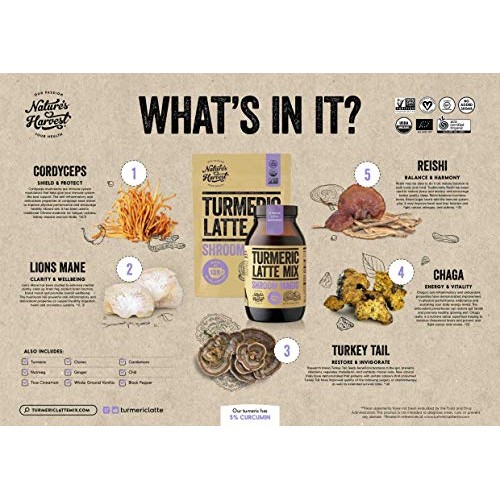 Natures Harvest Mushroom Powder Turmeric Latte Mix - 35 Servin