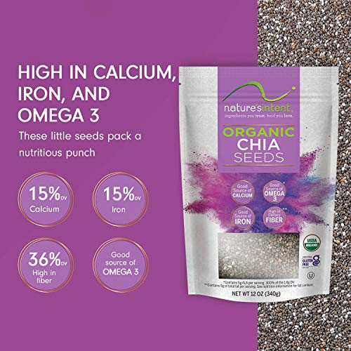 Natures Intent Organic Chia Seeds -3 Pack- 12 Ounce - Usda Orga