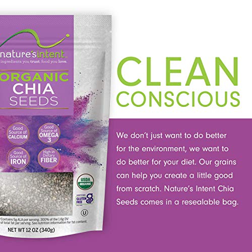 Natures Intent Organic Chia Seeds -3 Pack- 12 Ounce - Usda Orga