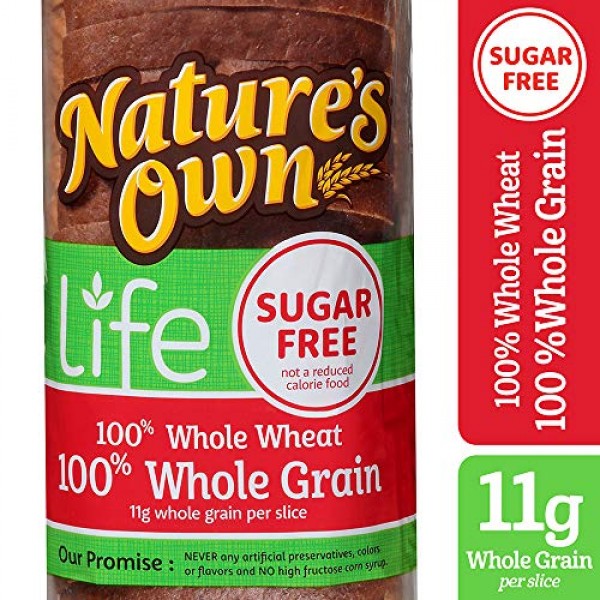 Natures Own Sugar Free 100% Whole Wheat 100% Whole Grain Bread,...