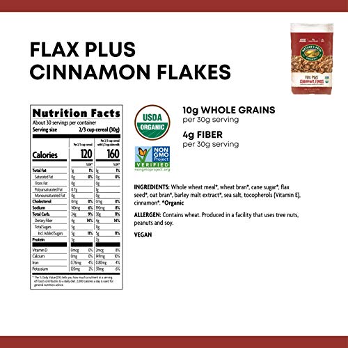 Natures Path Flax Plus Cinnamon Flakes Cereal, Healthy, Organic