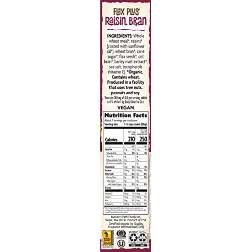 Natures Path Flax Plus Organic Cereal, Raisin Bran, 14 Oz Box