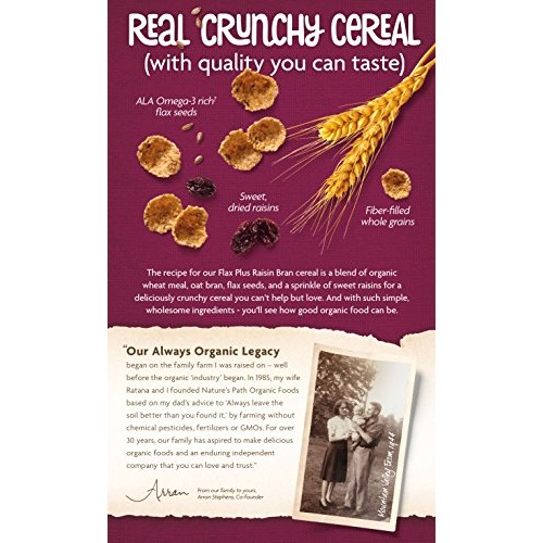 Natures Path Flax Plus Organic Cereal, Raisin Bran, 14 Oz Box