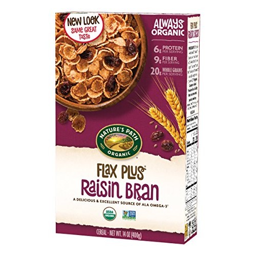 Natures Path Flax Plus Organic Cereal, Raisin Bran, 14 Oz Box