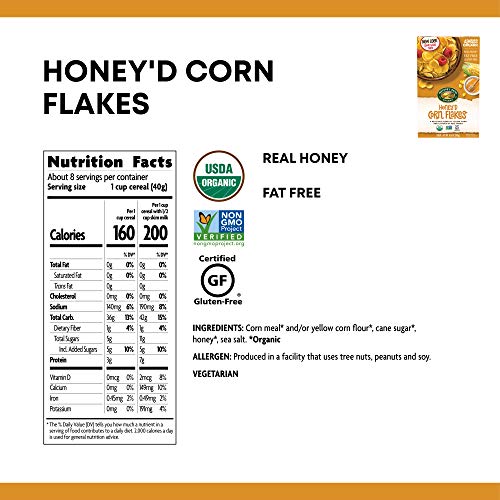 Natures Path Honeyd Corn Flakes Cereal, Healthy, Organic, Glut