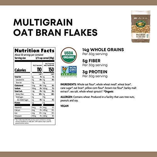 Natures Path Multigrain Oat Bran Flakes Cereal, Healthy, Organi