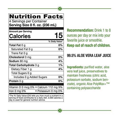 Natures Way Premium Quality Aloe Vera Leaf Juice 99.5% Purified
