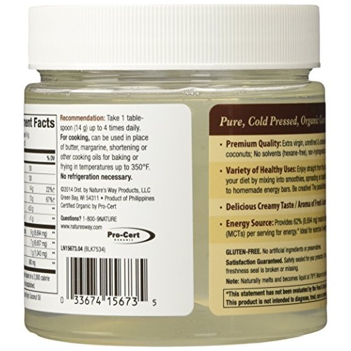 Natures Way Coconut Oil, Extra Virgin, Organic, 16 Ounces Each