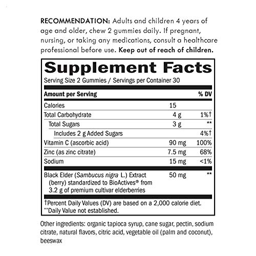 Natures Way Sambucus Black Elderberry Gummies With Vitamin C An