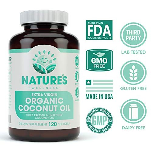 Organic Coconut Oil 2000Mg - Healthy Skin, Nails, Weight Loss, H