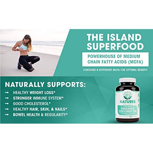 Organic Coconut Oil 2000Mg - Healthy Skin, Nails, Weight Loss, H