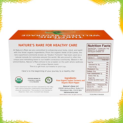 Pure Ceylon Turmeric Brew - 100% Organic Ceylon Turmeric Tea Bag...