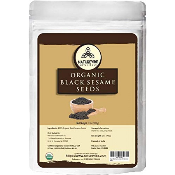 Organic Black Sesame Seed 2lb by Naturevibe Botanicals, Gluten...