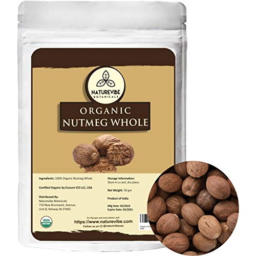 Naturevibe Botanicals Organic Nutmeg Whole 50Gm | Non-Gmo And Gl