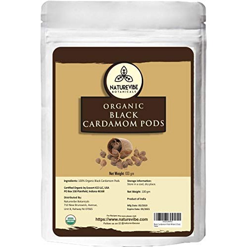 Naturevibe Botanicals Organic Black Cardamom Pods Whole, 3.5 Oun