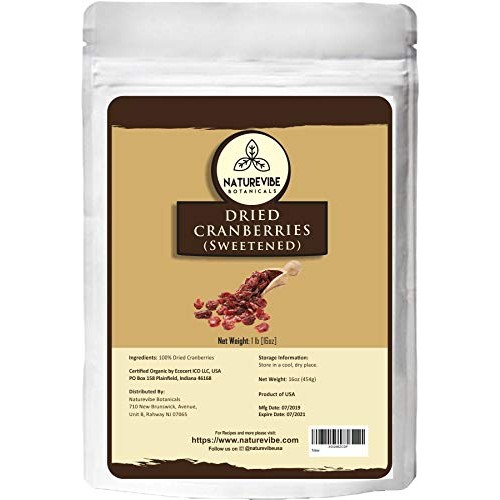 Naturevibe Botanicals Dried Cranberries Sweetened, 1Lbs | Non-